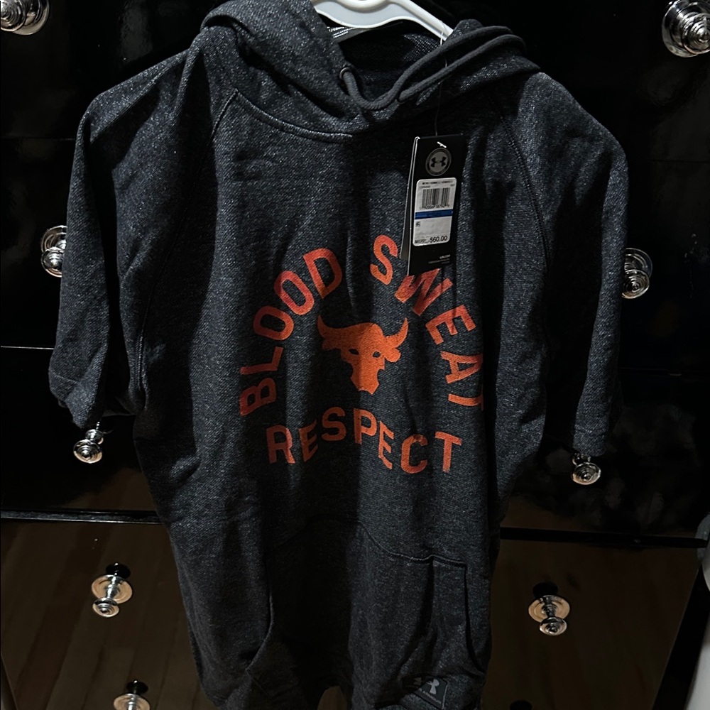 Project rock Under Armour Charcoal Hoodie with Red Graphic
